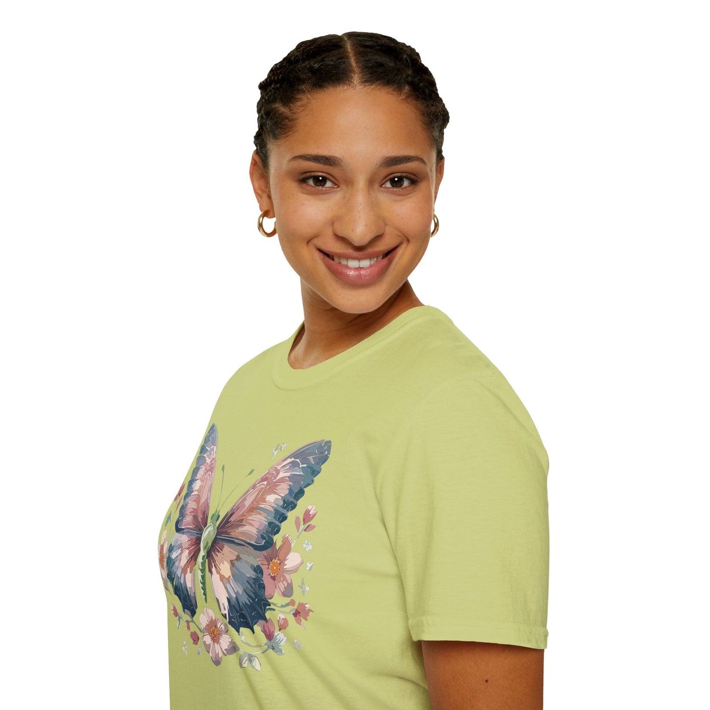 Butterfly Print T Shirt Monarch Unisex Gildan Softstyle 64000 Cotton Tee For Everyday Comfort