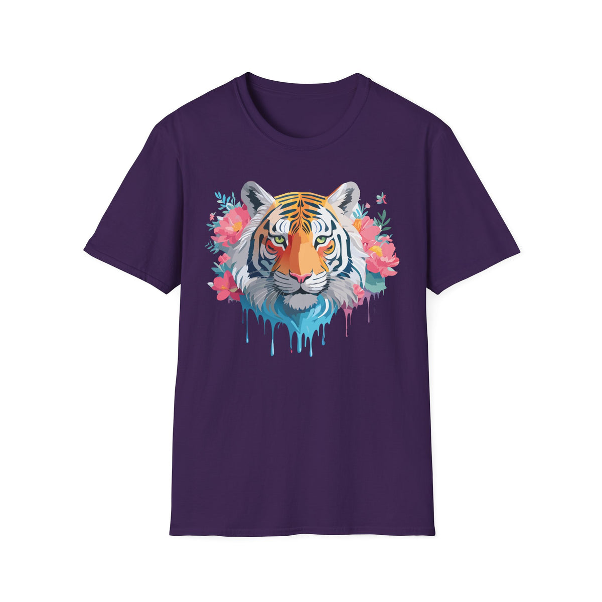 Floral Watercolor Tiger T-Shirt | Tiger Face Shirt, Floral Wildlife Tee