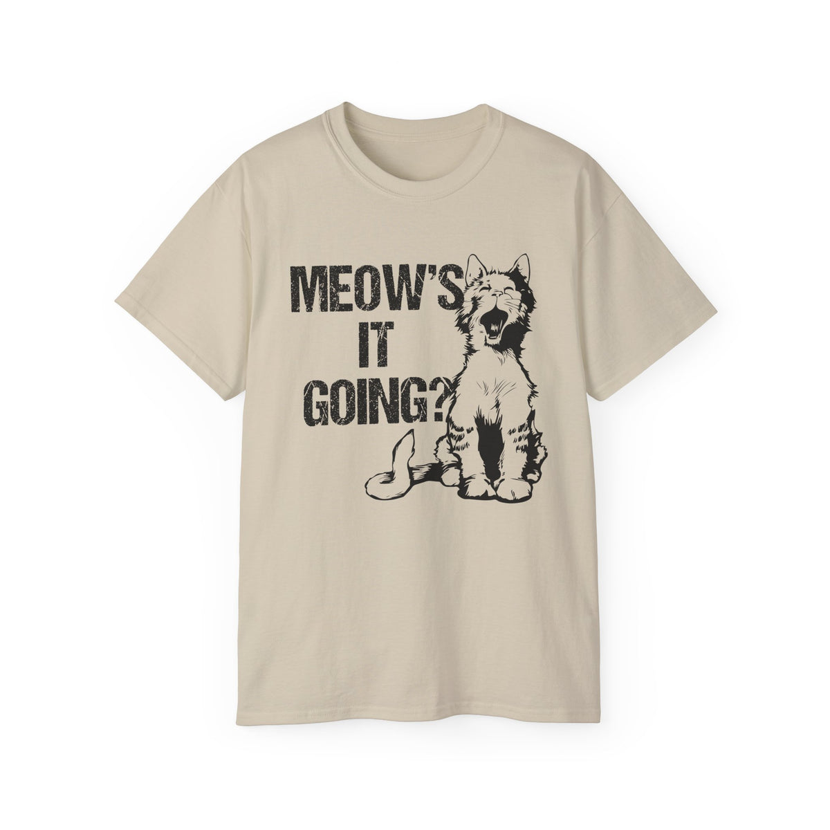 Meow's It Going? Cat Graphic Tee | Vintage Kitten Illustration