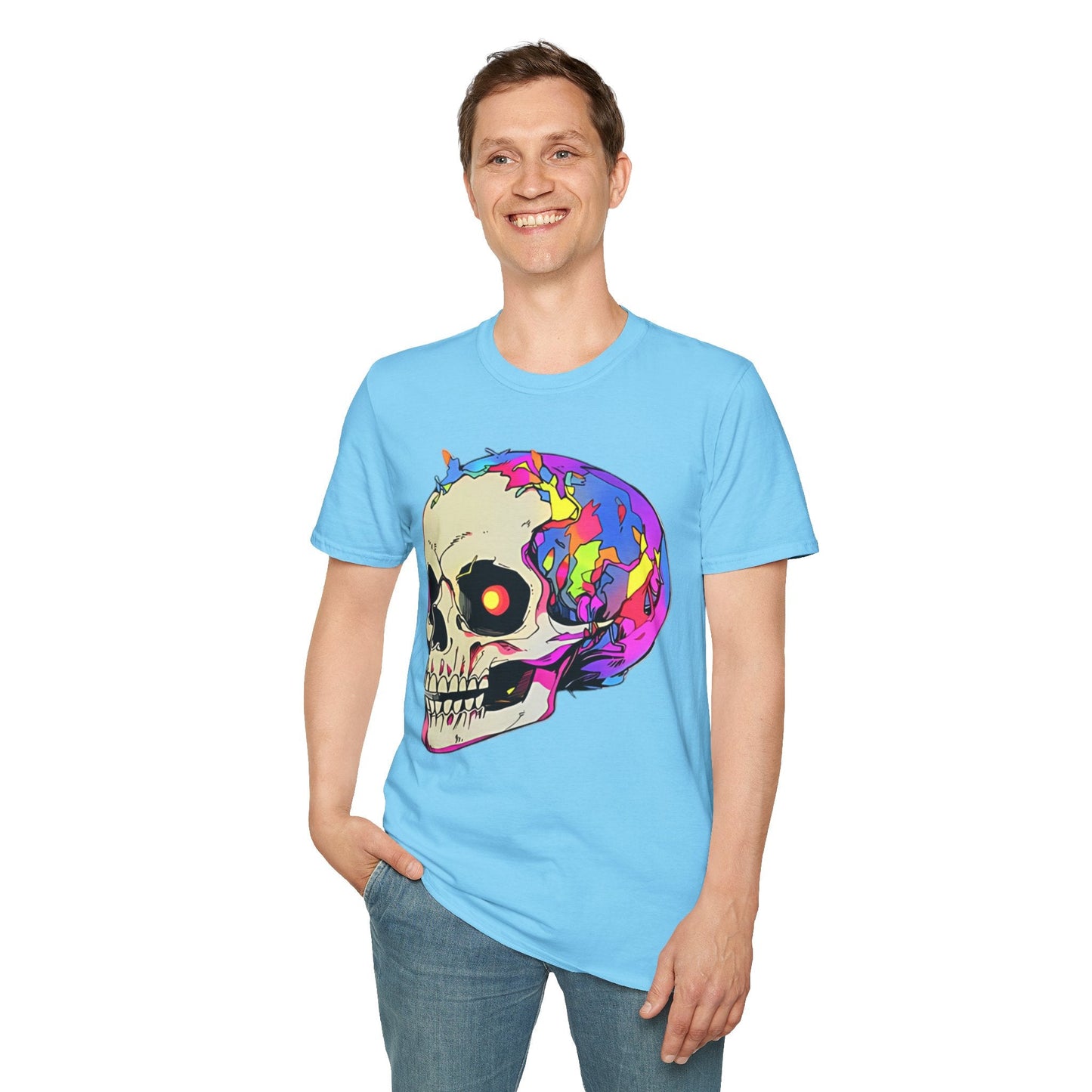 Skull Tee Shirt Unisex Skeleton Shirt Gildan Softstyle 64000 Short Sleeve Graphic Design