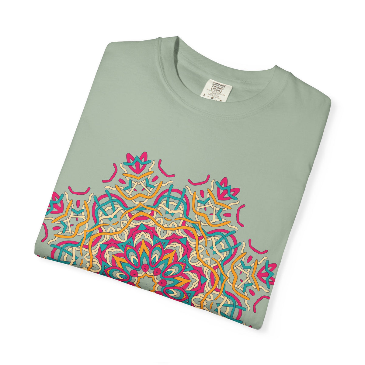 Unisex Garment Dyed Cotton T-Shirt with Mandala Graphic Design