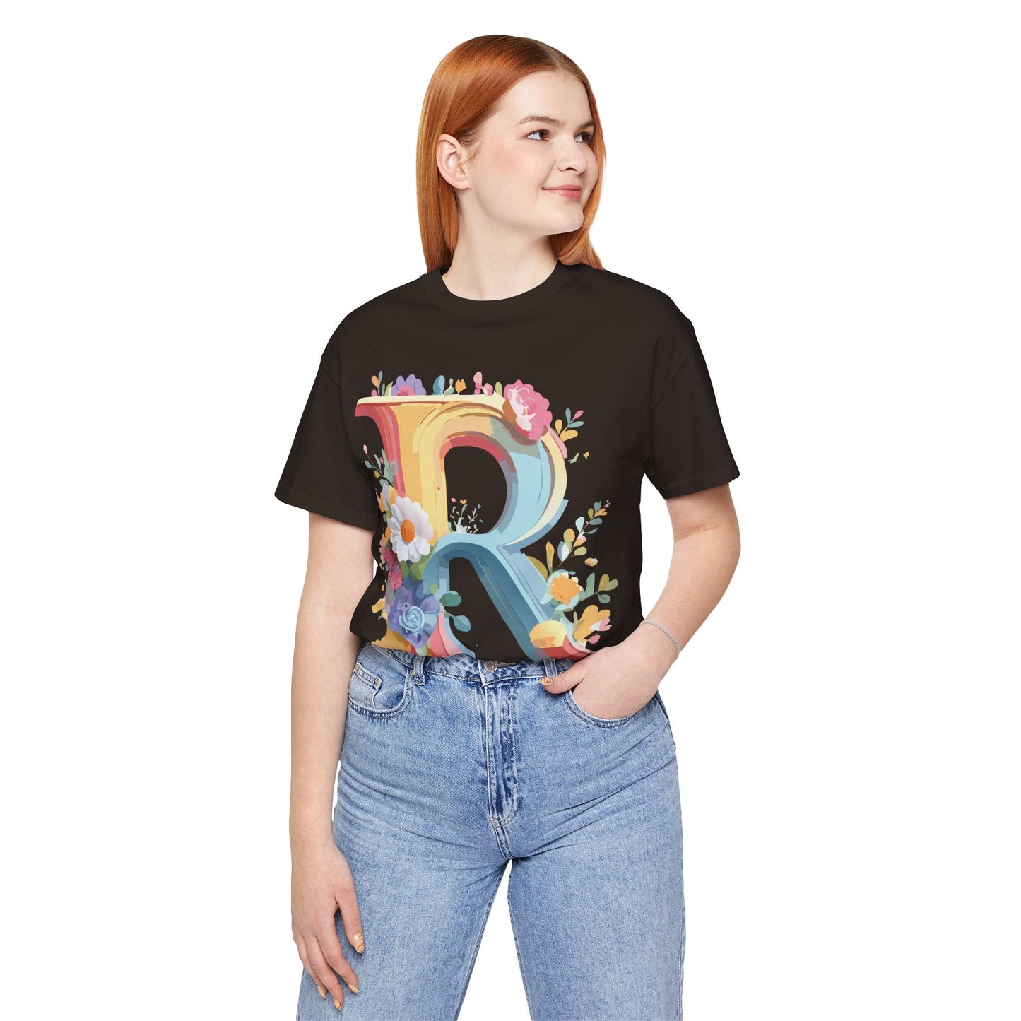 Letter R Shirt Unisex Jersey Short Sleeve Graphic Tee Vintage Inspired Art Design Adelpha