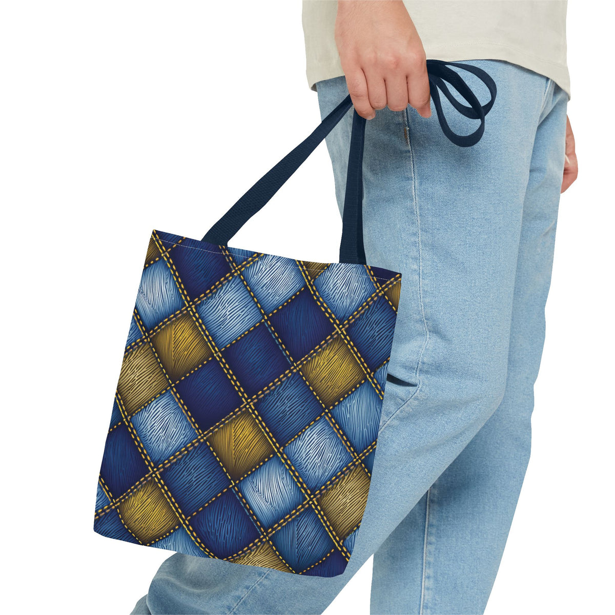 Denim Fabric Imitation Print Unisex Canvas Bag Poly Spun 3 Sizes Tote Bag 143