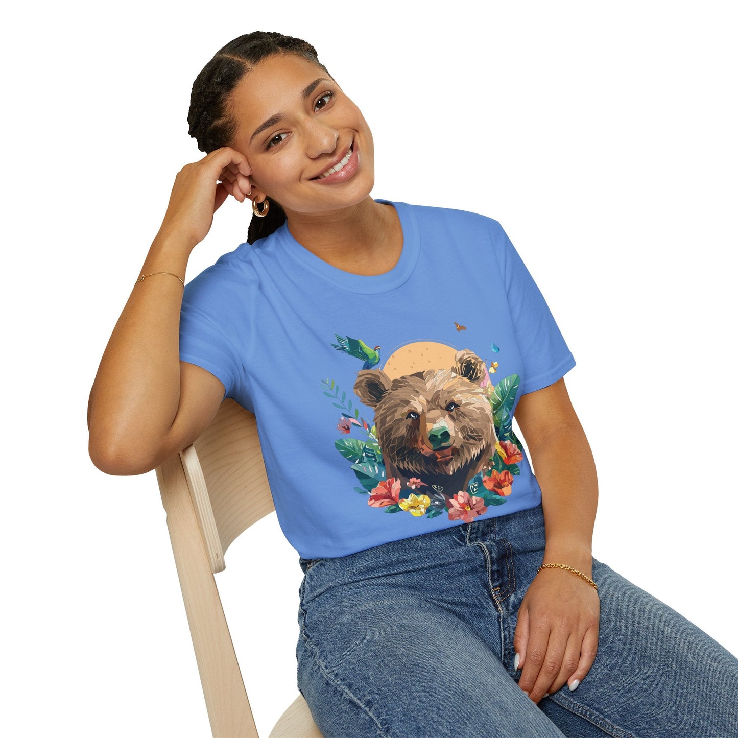 Bear T Shirt Unisex Graphic Tee Bear Lover Gift 100 Percent Ring Spun Cotton Softstyle 64000 Gildan