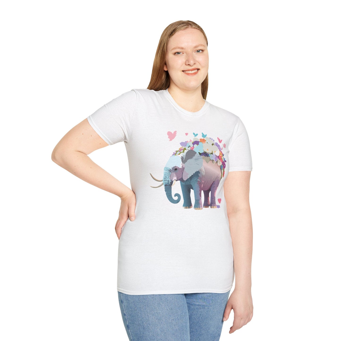 Elephant Graphic T Shirt Unisex Cotton Softstyle Tee Gildan 64000 Elephant Design For Animal Lovers