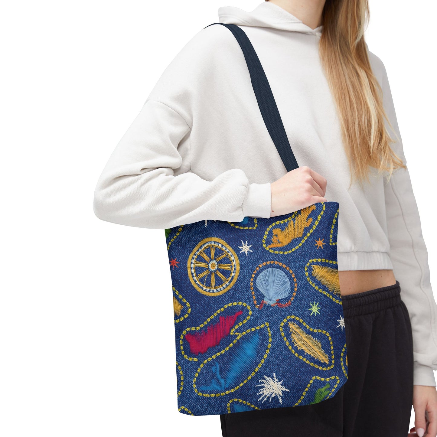Denim Fabric Imitation Print Unisex Canvas Bag Poly Spun 3 Sizes Tote Bag 182