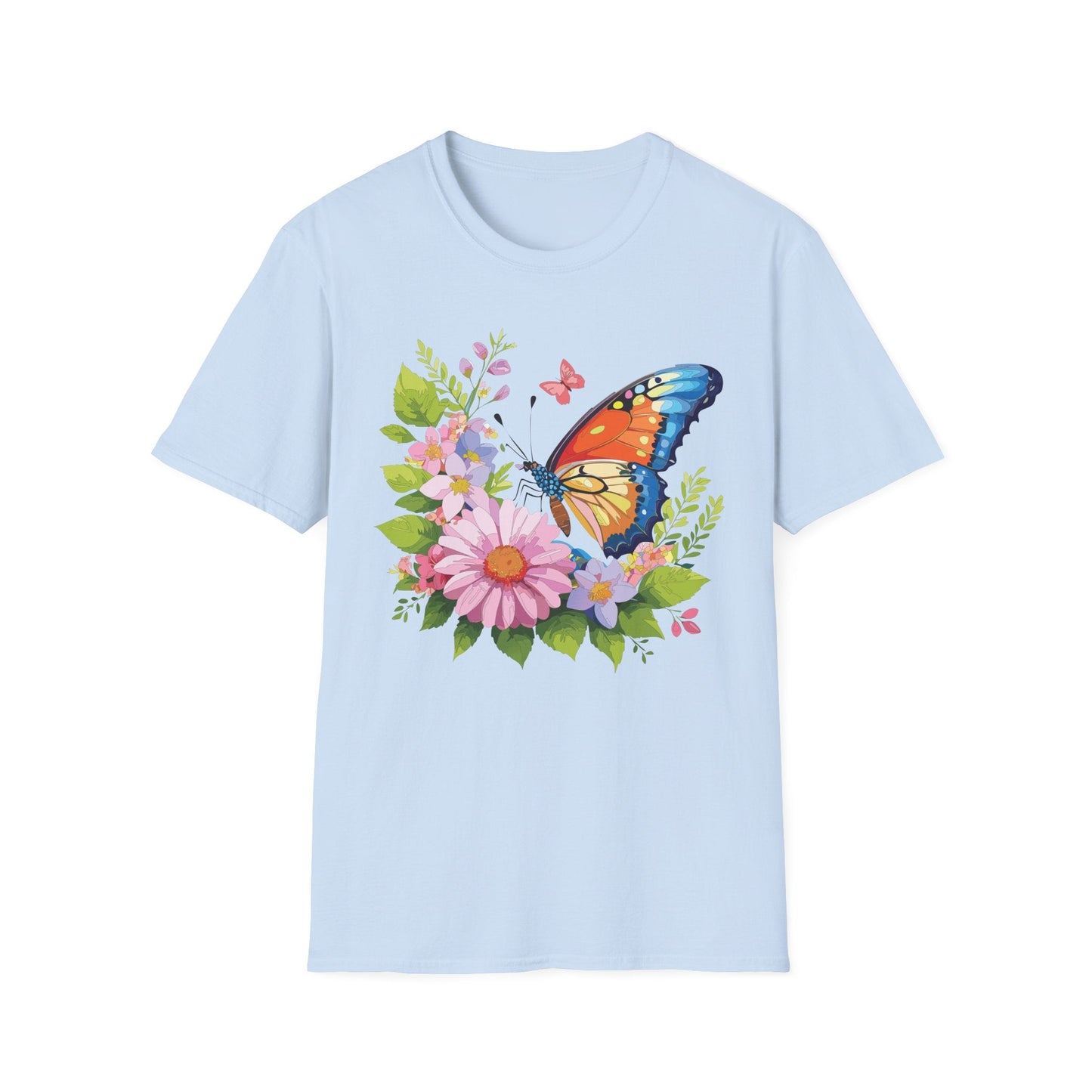 Butterfly T Shirt Unisex Short Sleeve Gildan Softstyle 64000 Monarch Butterfly Design Graphic