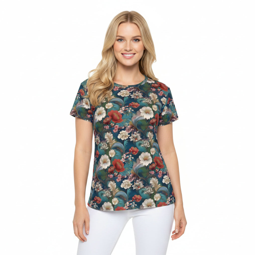 Women Poly Shirt with Floral Print F331