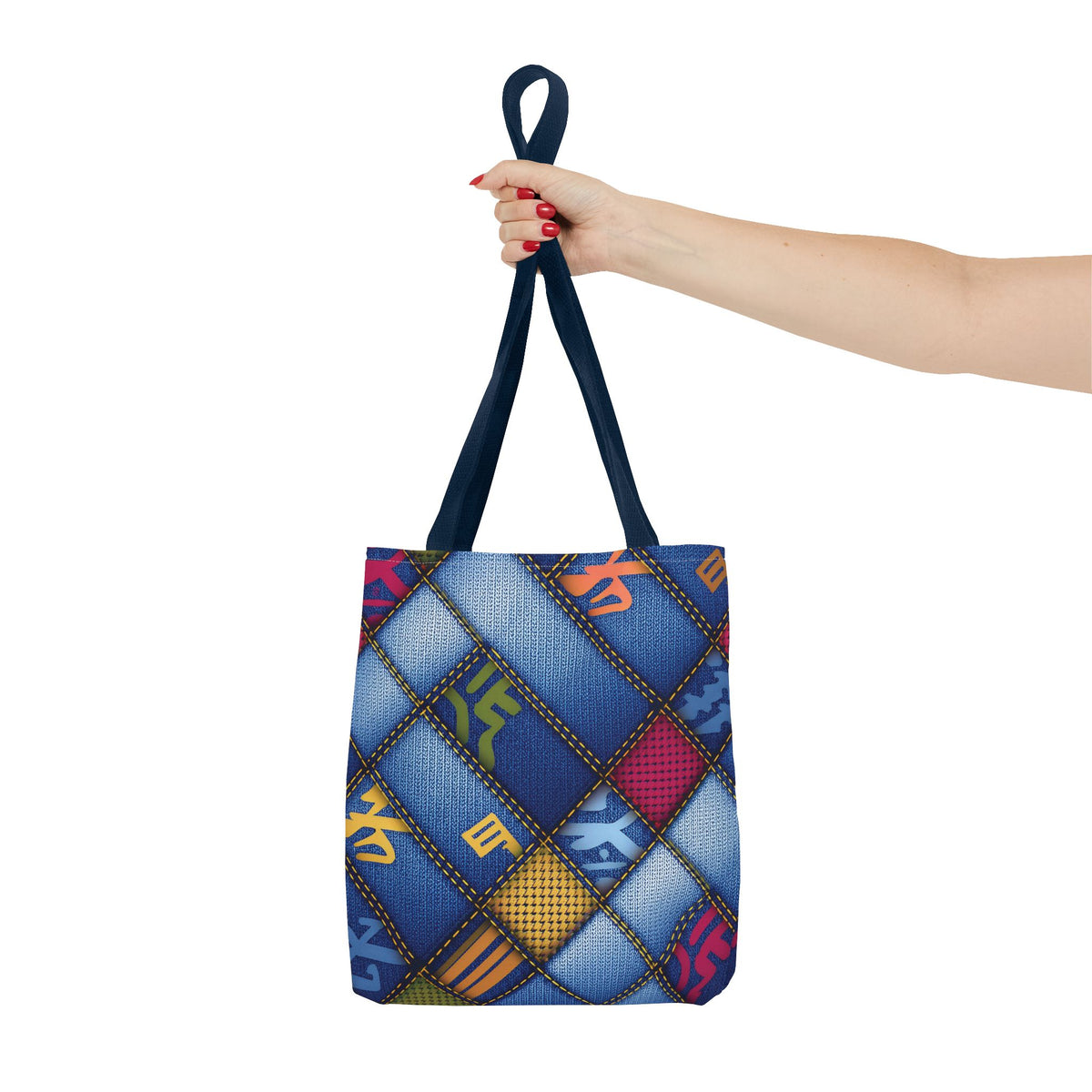 Denim Fabric Imitation Print Unisex Canvas Bag Poly Spun 3 Sizes Tote Bag 186-4