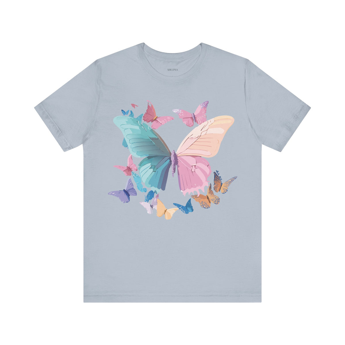 Butterfly Graphic Unisex Cotton Bella+Canvas Tee with Floral Art Design m03