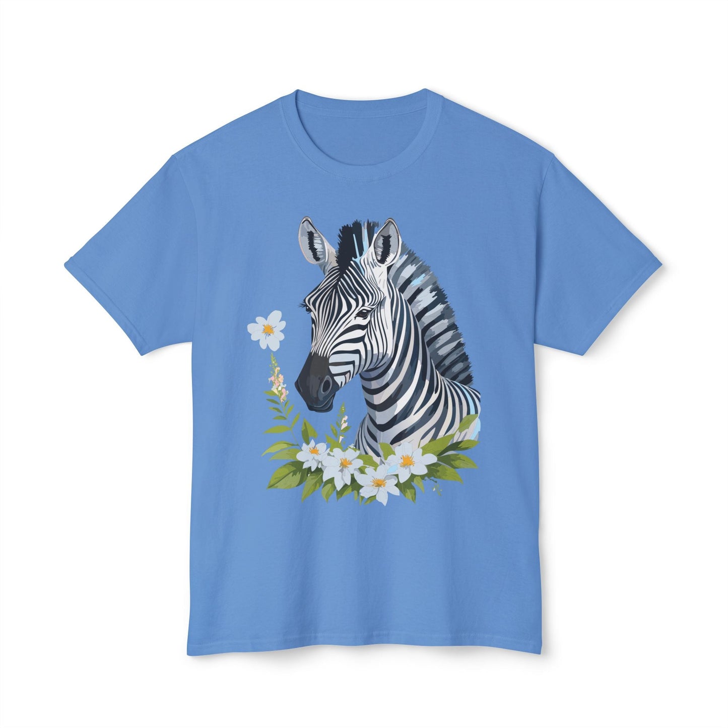 Unisex Zebra Art Print T Shirt 100% Cotton Vintage Floral Tee Made in USA Premium Graphic Tee