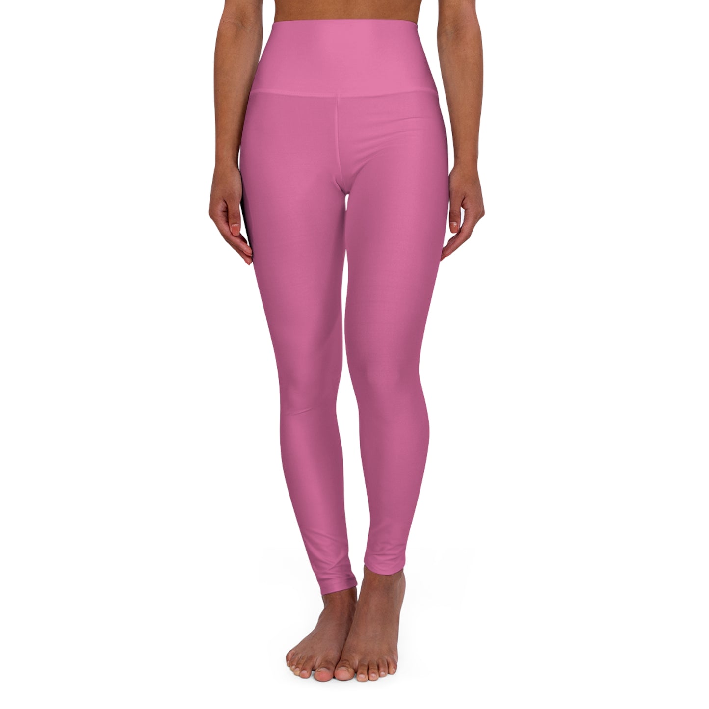 High-Waist Sweet Peony Pink Yoga Leggings Women's Seamless Poly-Span Stretchy Pink Activewear