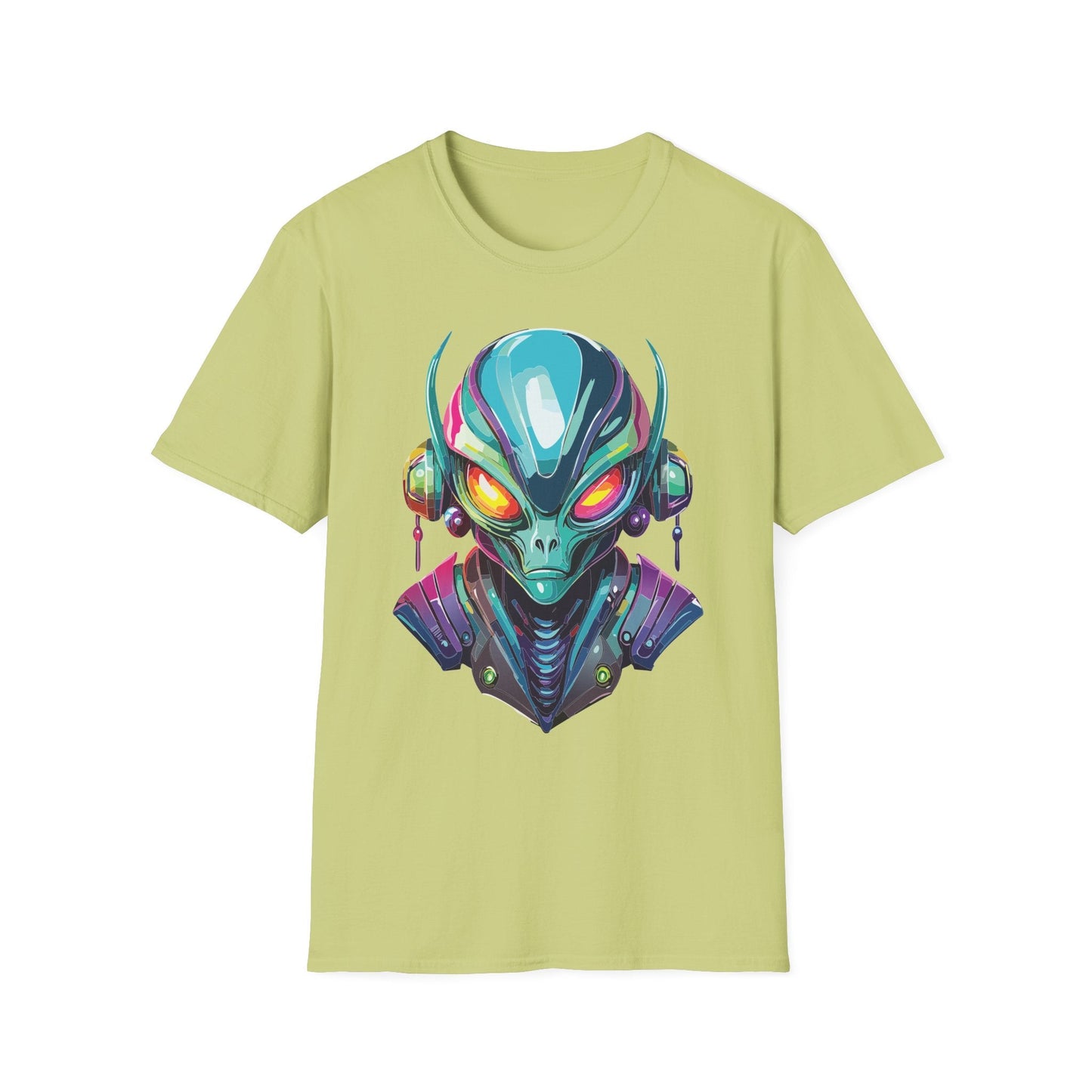 Alien Cosmos Unisex Cotton T Shirt With Alien Artwork Softstyle Ring Spun Cotton 64000