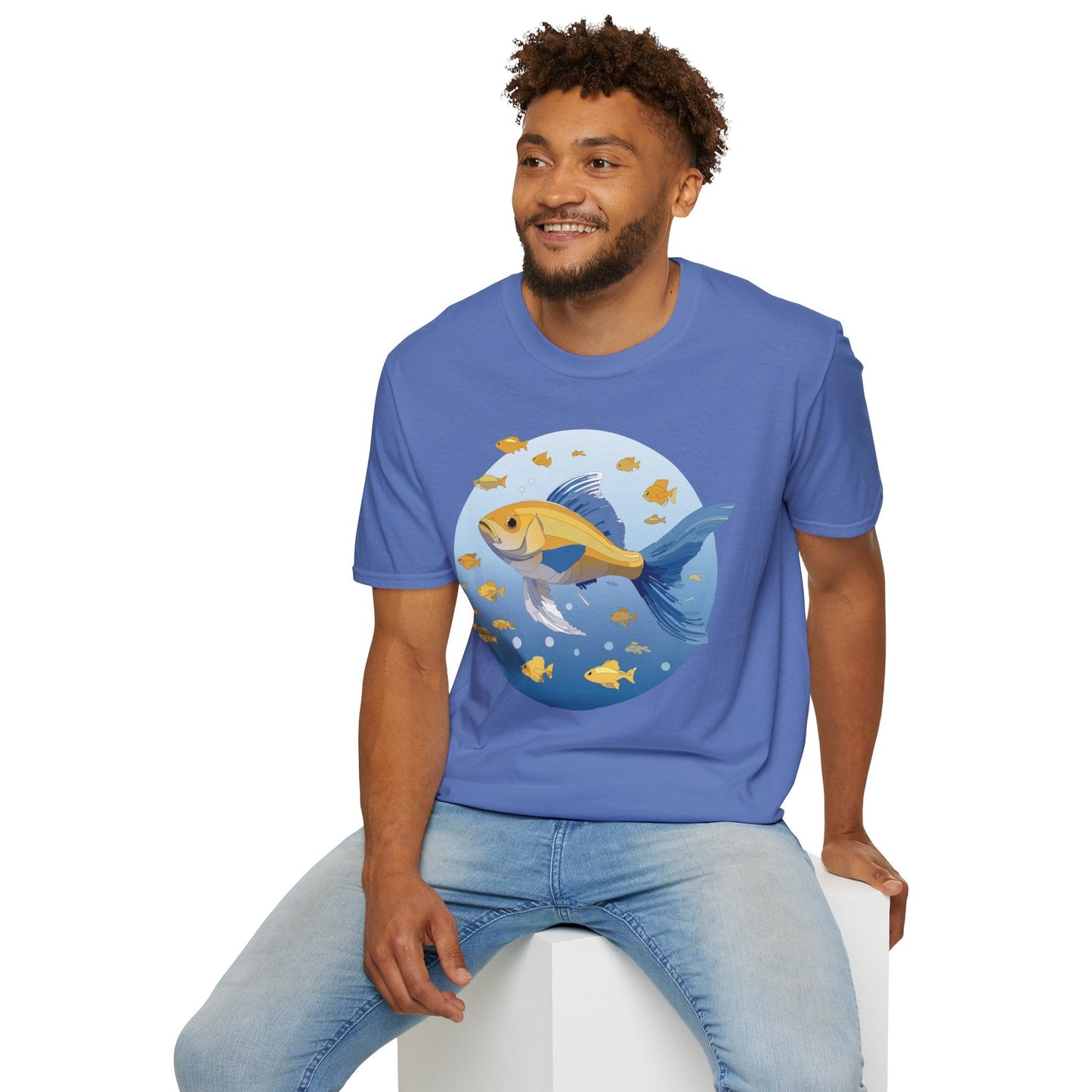 Fish Art Graphic Tee Shirt For Men And Women Unisex Cotton Softstyle Tee With Fish Artwork Design