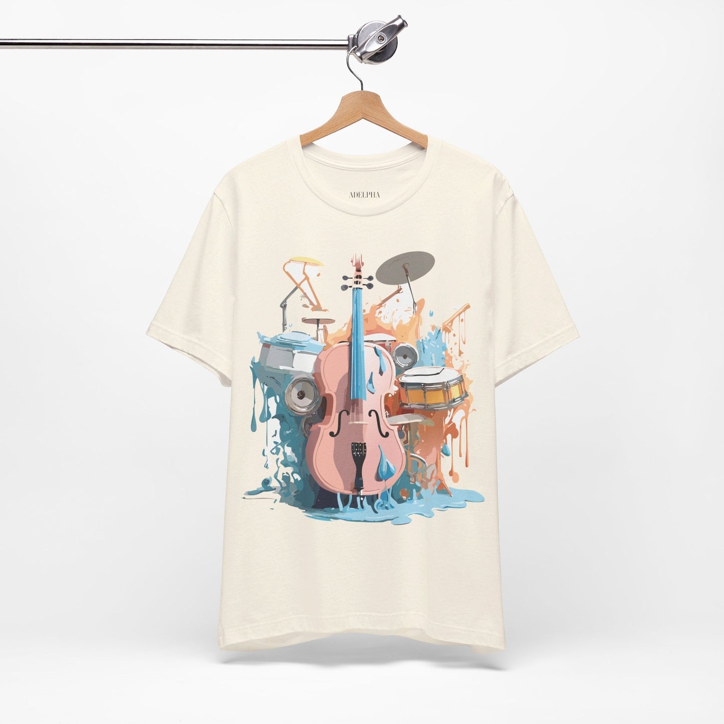 Music Graphic Unisex 100 Cotton Vintage Art with Musical Elements Tee 74