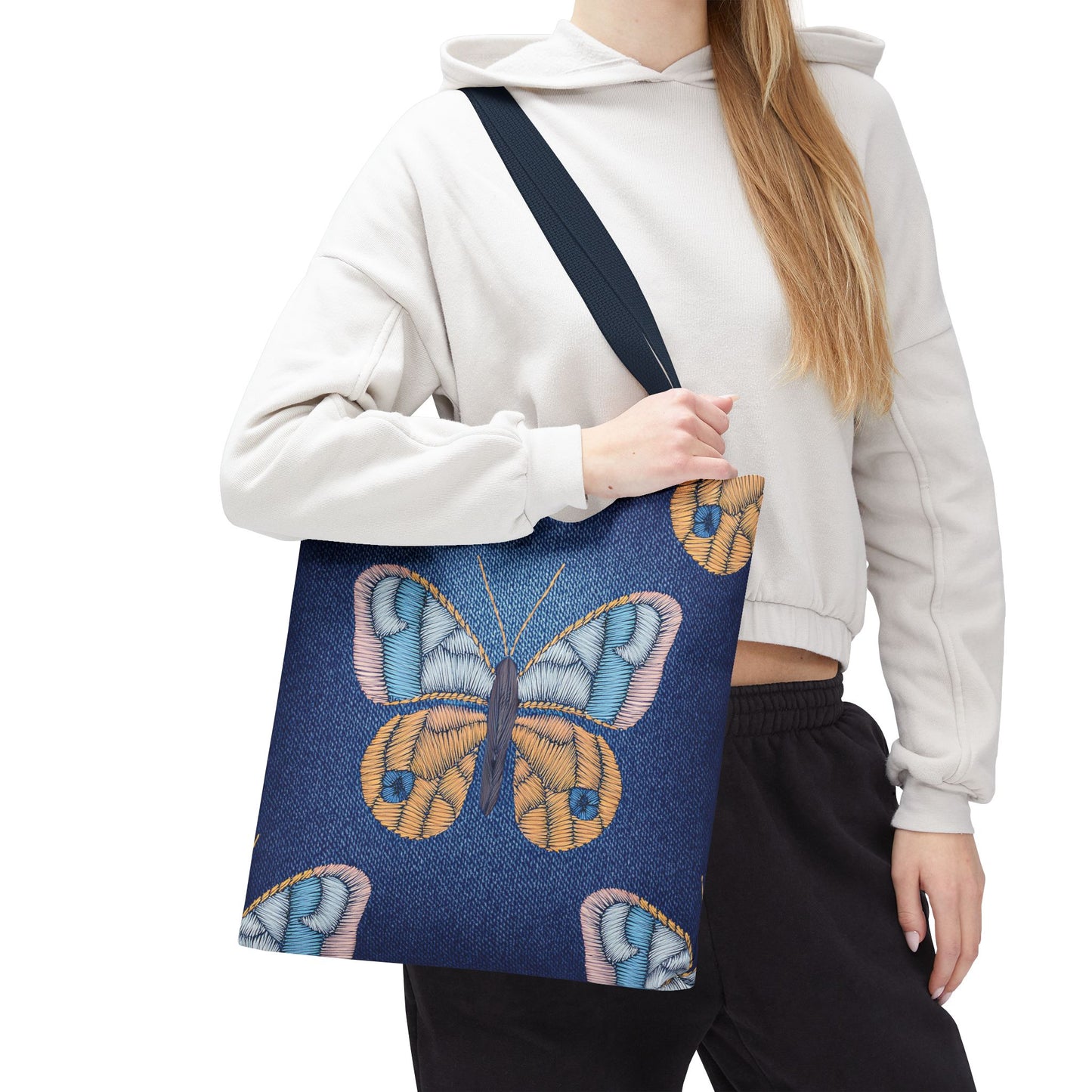 Denim Fabric Imitation Print Unisex Canvas Bag Poly Spun 3 Sizes Tote Bag 175