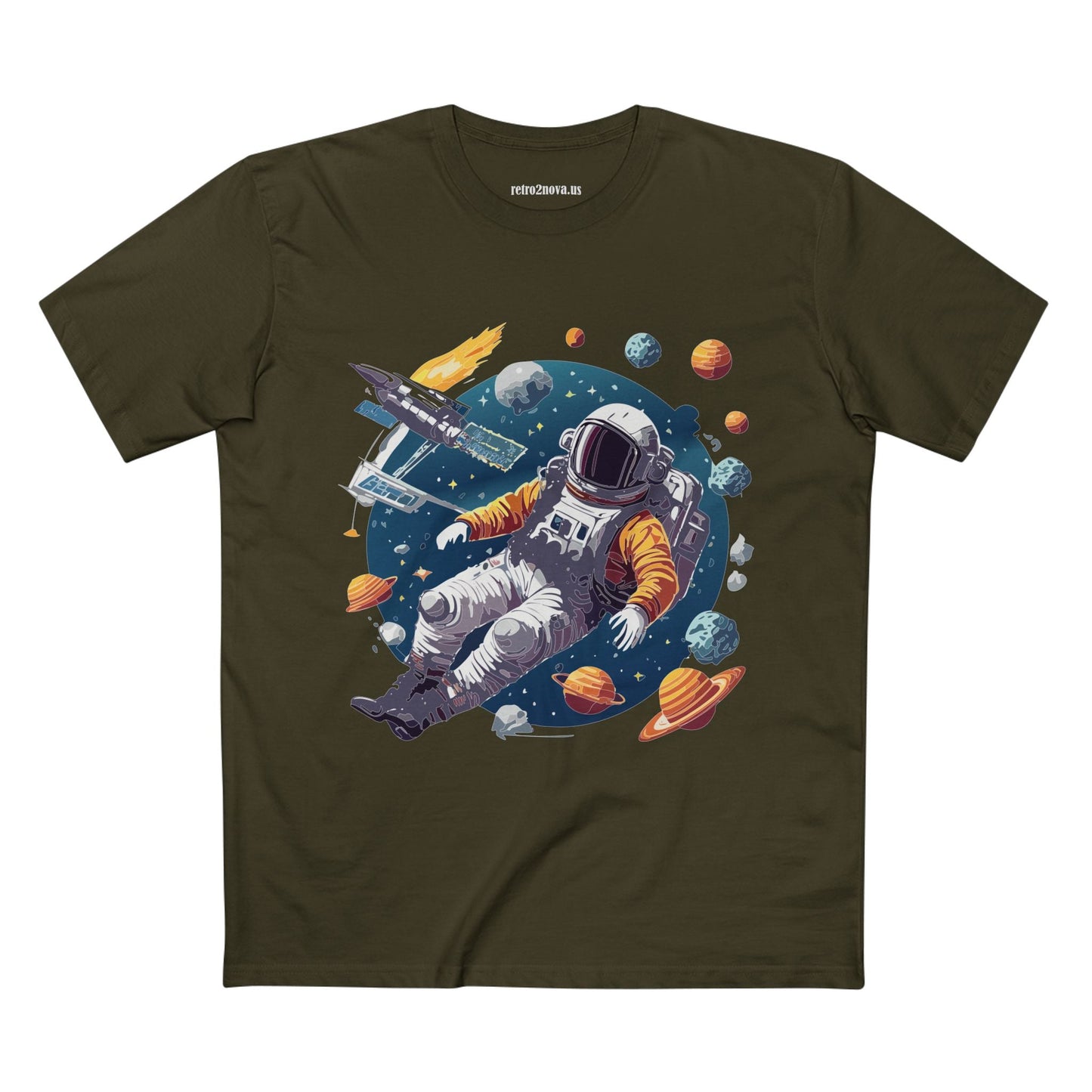 Cosmos Astronaut Shirt Unisex Premium Cotton Tee With Original Art Design By Retro2Nova