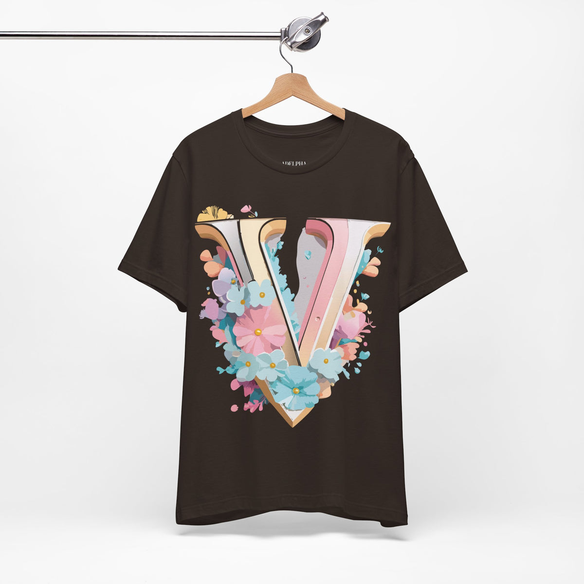 Letter V Graphic Unisex Cotton Bella+Canvas Tee with Art Letter Design