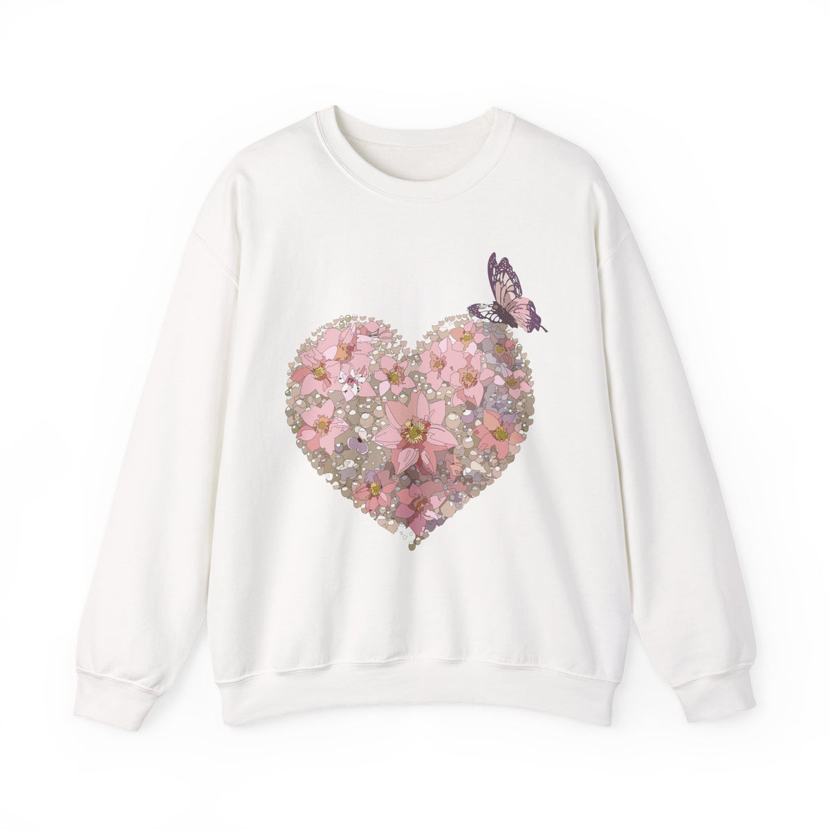 Floral Heart Love Graphic Valentine's Day Sweatshirt Unisex 50/50 Cotton-Poly Sweatshirt w29