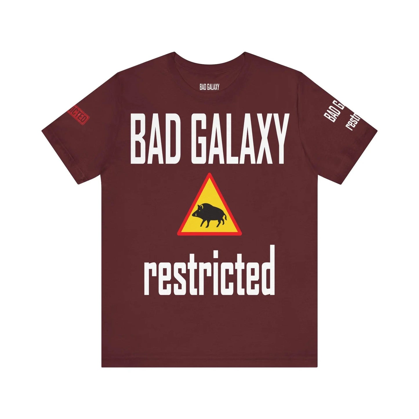 Tee Shirt With Red Stamp From Bad Galaxy Made To Order 100 Percent Cotton USA Printed With Eco Inks