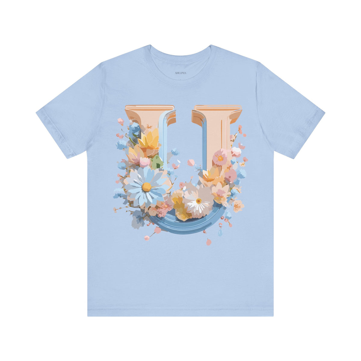Letter U Graphic Unisex Cotton Bella+Canvas Tee with Art Letter Design