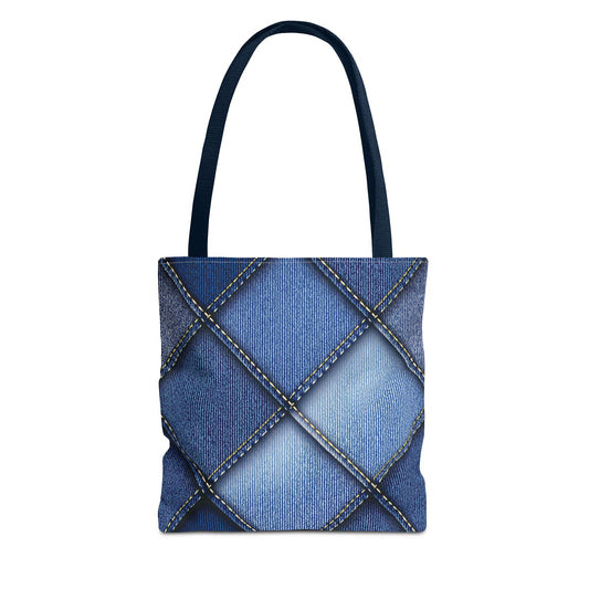 Denim Fabric Imitation Print Unisex Canvas Bag Poly Spun 3 Sizes Tote Bag 101