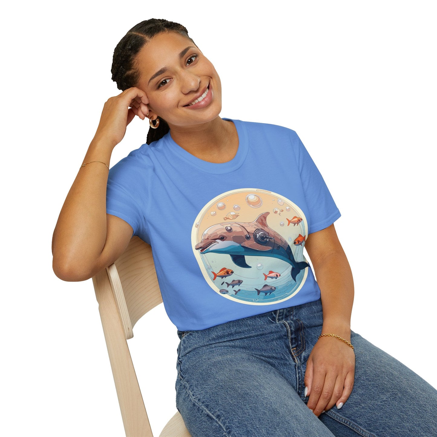 Dolphin Shirt Unisex Softstyle Tee 100 Percent Ring Spun Cotton Breathable Gildan 64000