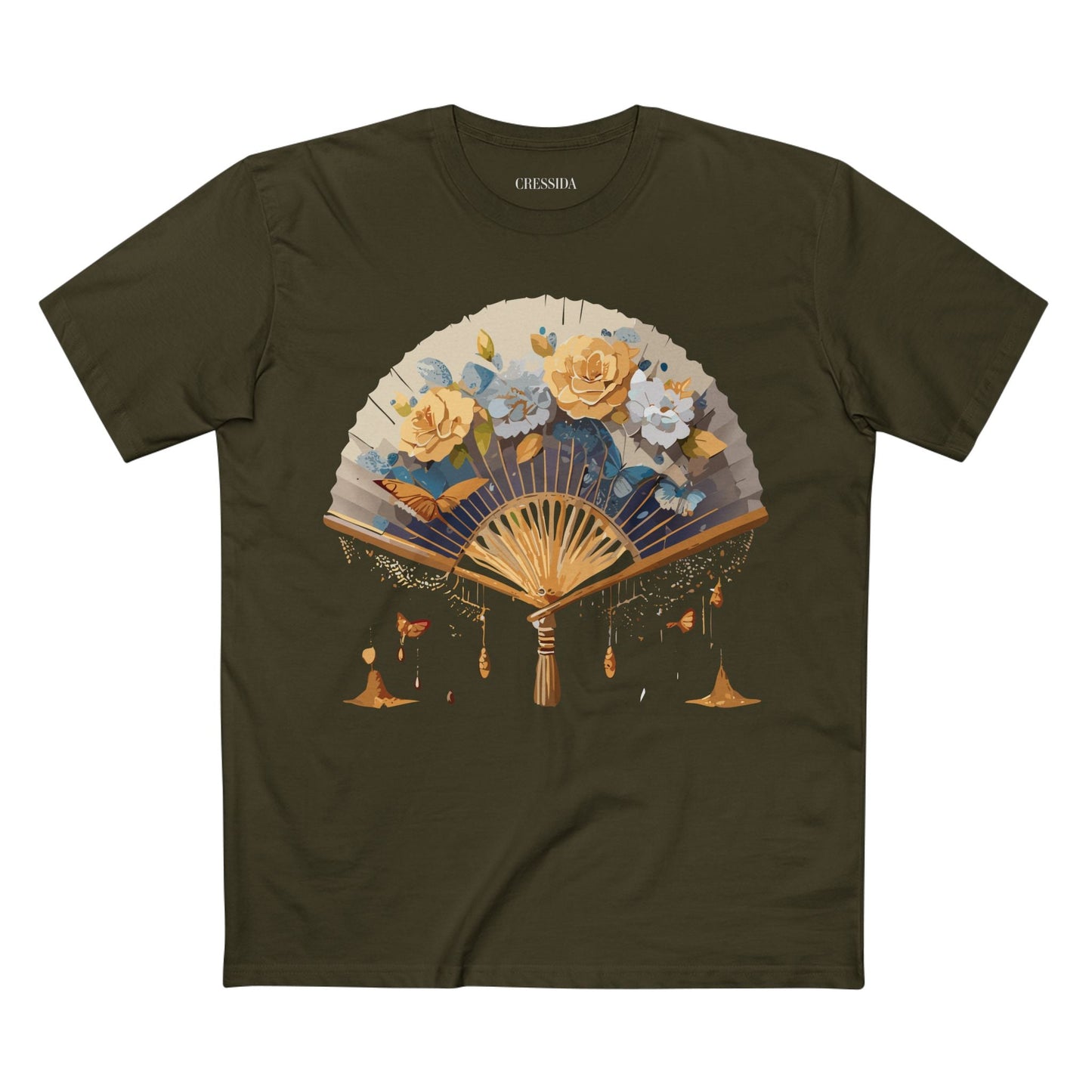 Antique Fan Graphic Design T-Shirt Unisex 100 Cotton Floral Carnival Artwork Tee 2