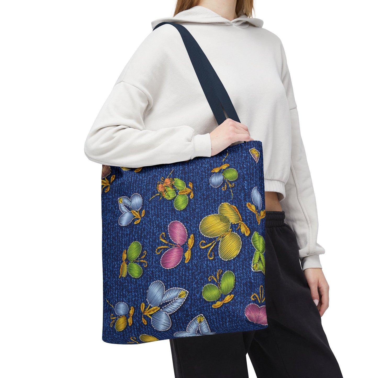 Denim Fabric Imitation Print Unisex Canvas Bag Poly Spun 3 Sizes Tote Bag 160