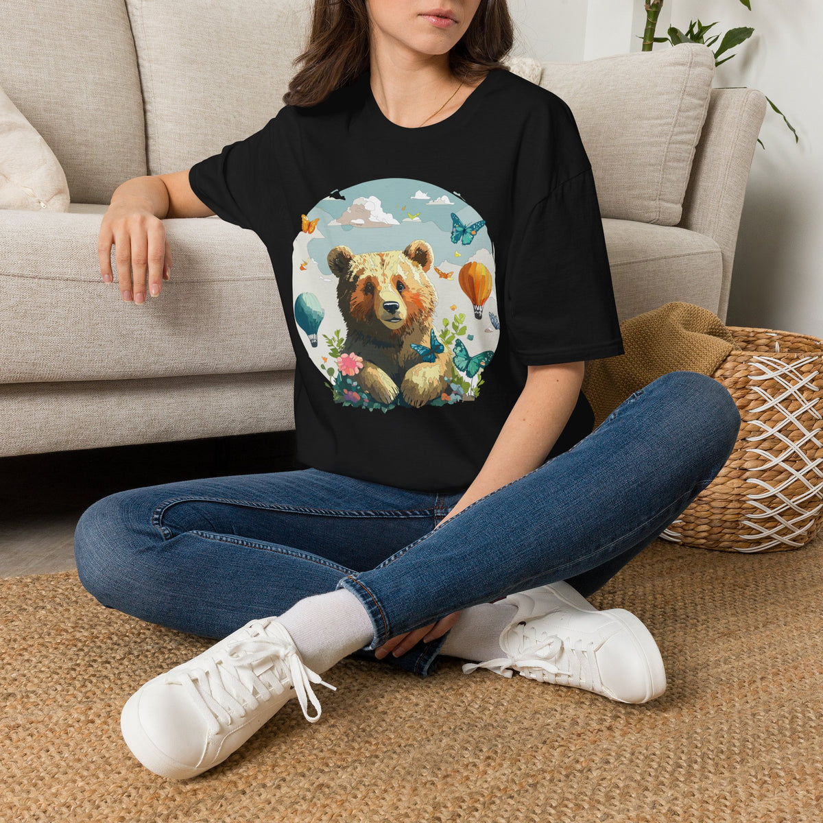 Cute Teddy Bear Balloon Garden Graphic Tee Unisex 100 Cotton Gildan T-Shirt