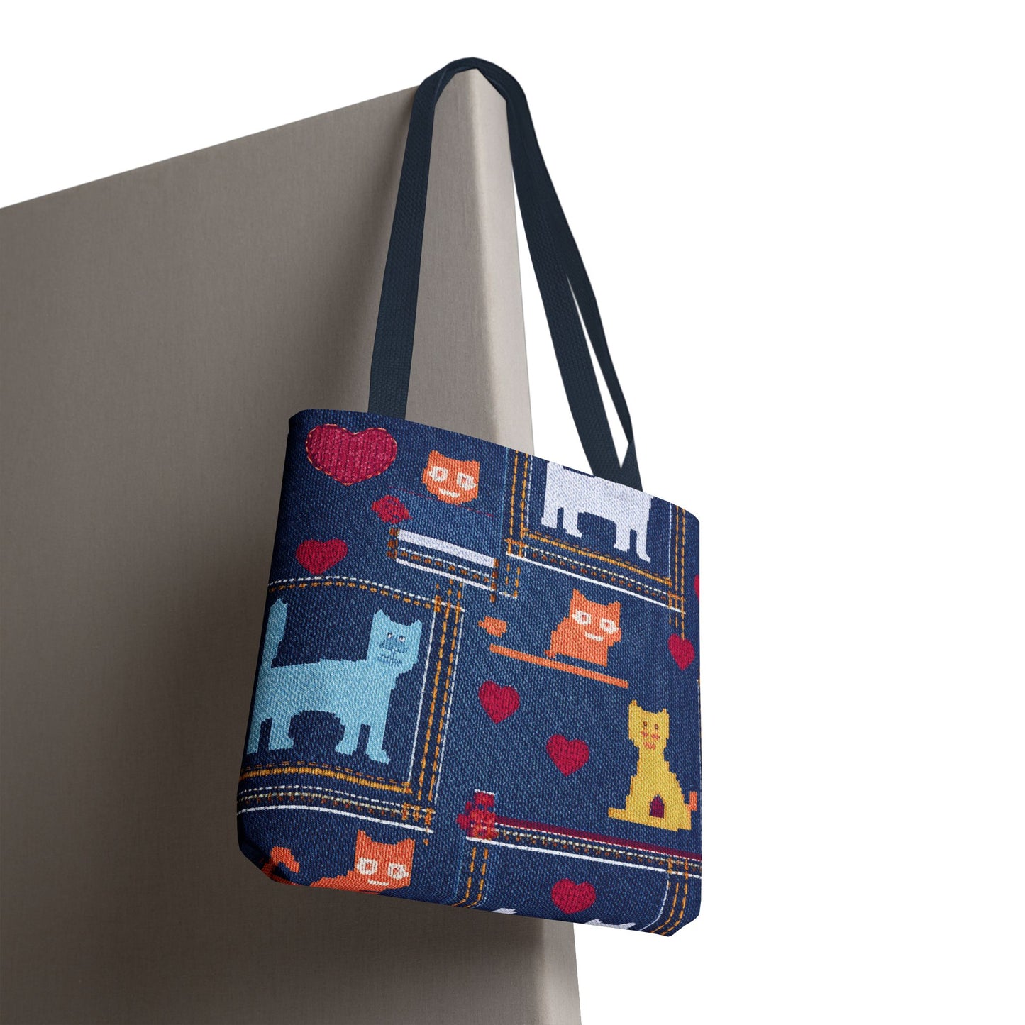 Love Day Graphic Design Denim Fabric Imitation Print Unisex Canvas Bag POLY 3 Sizes Tote Bag 201-10