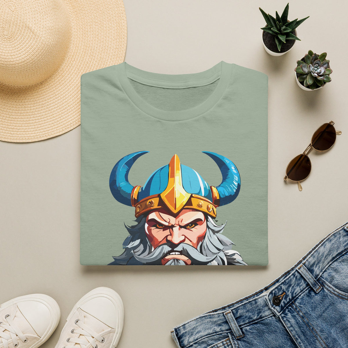 Viking Warrior Helmet T-Shirt | Norse God Illustration