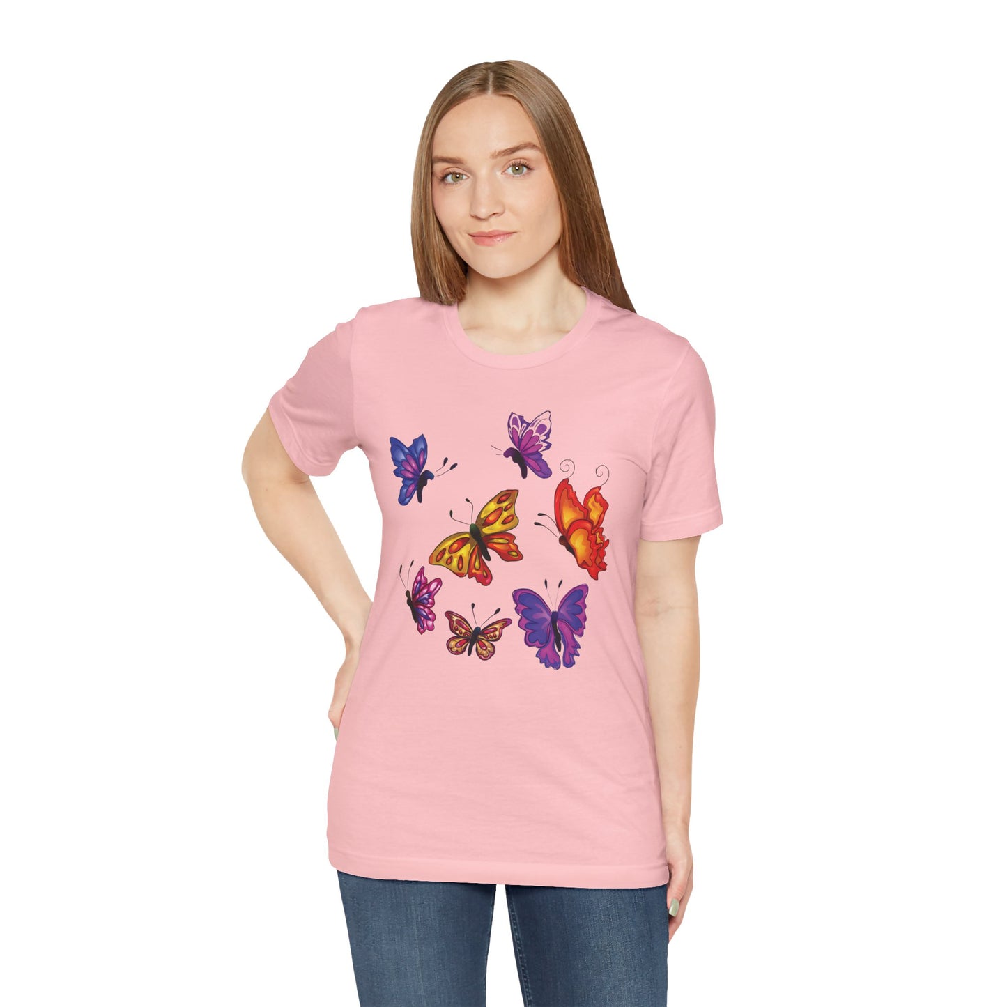 Cotton Tee Shirt with Butterfly Prints