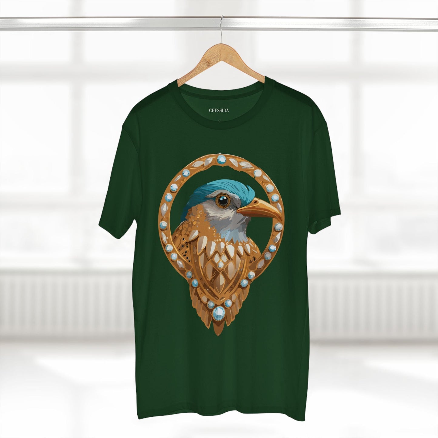 Bird Graphic Unisex 100 Cotton Tee With Unique Animal Golden Medallion Art Design 24