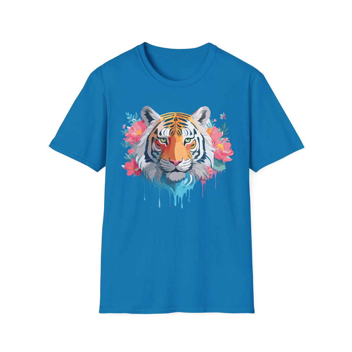 Floral Watercolor Tiger T-Shirt | Tiger Face Shirt, Floral Wildlife Tee