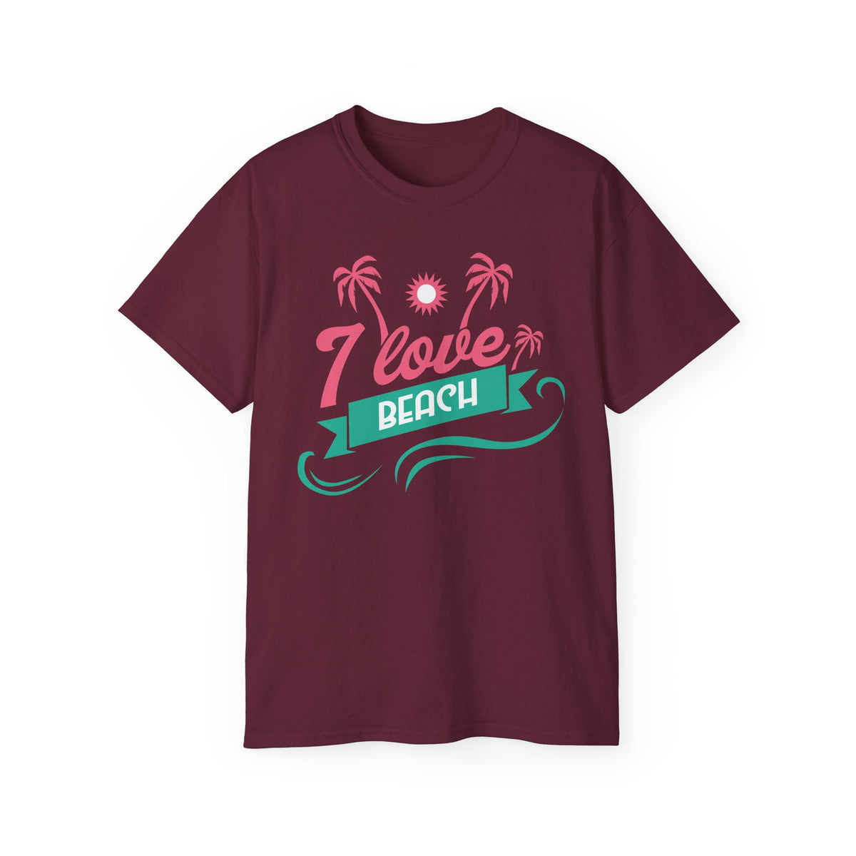 I Love Beach T-Shirt | Palm Trees Sun Waves Graphic Tee