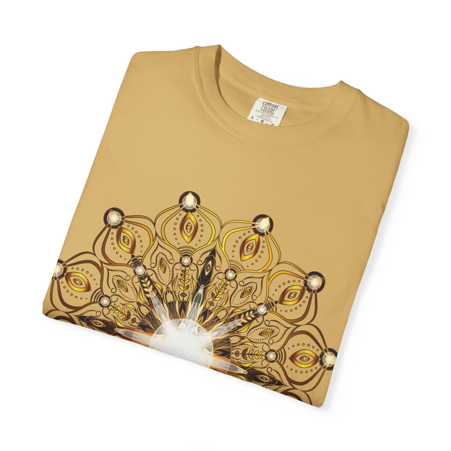 Unisex Garment Dyed Cotton T-Shirt with Mandala Graphic Design