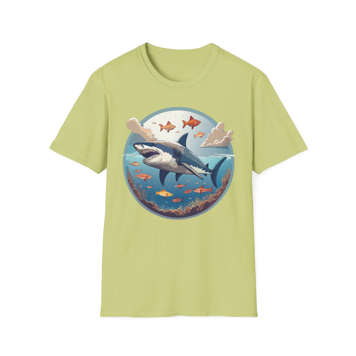 Great White Shark Ocean Scene T-Shirt | Shark Graphic Tee, Marine Life Art