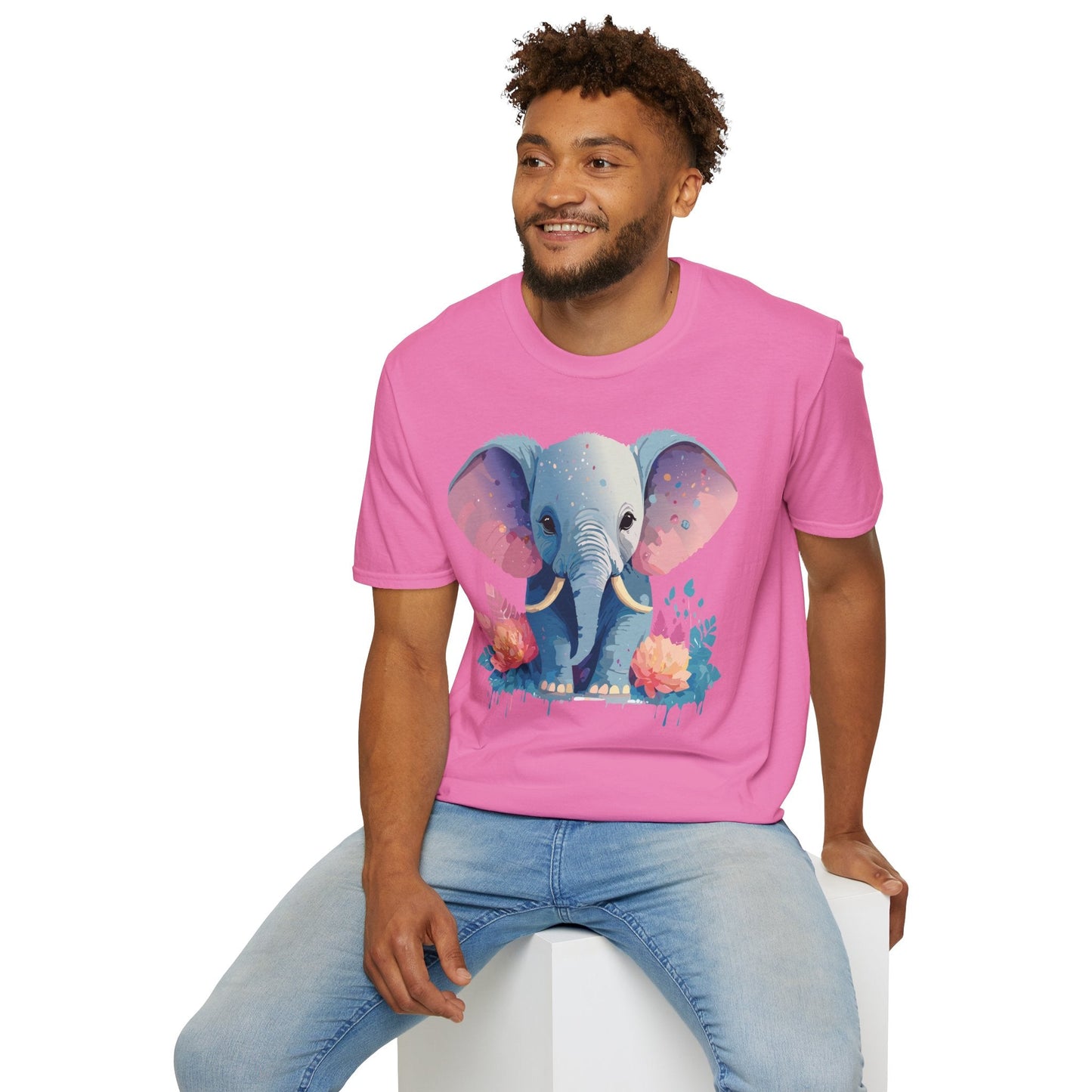 Elephant T Shirt For Adults Unisex Gildan Softstyle 64000 100 Percent Ring Spun Cotton Tee