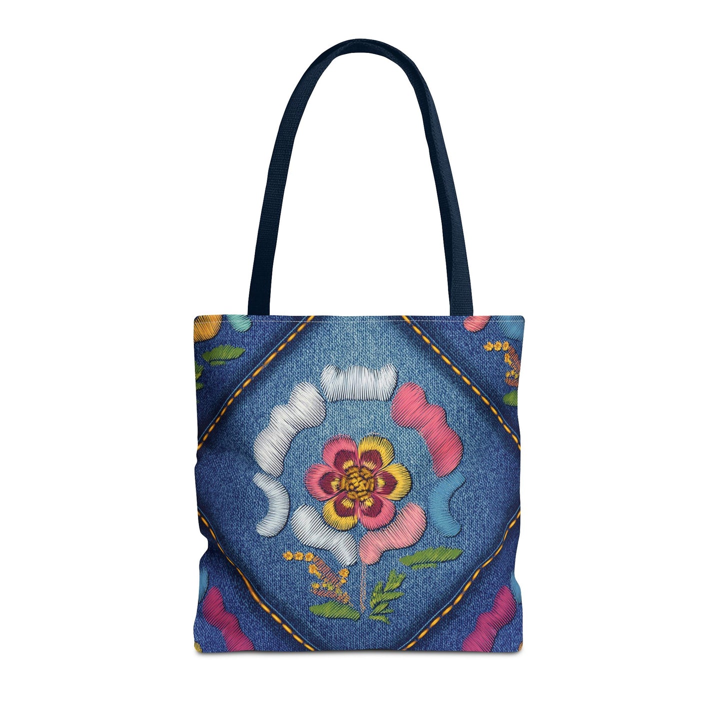 Denim Fabric Imitation Print Unisex Canvas Bag Poly Spun 3 Sizes Tote Bag 159-4