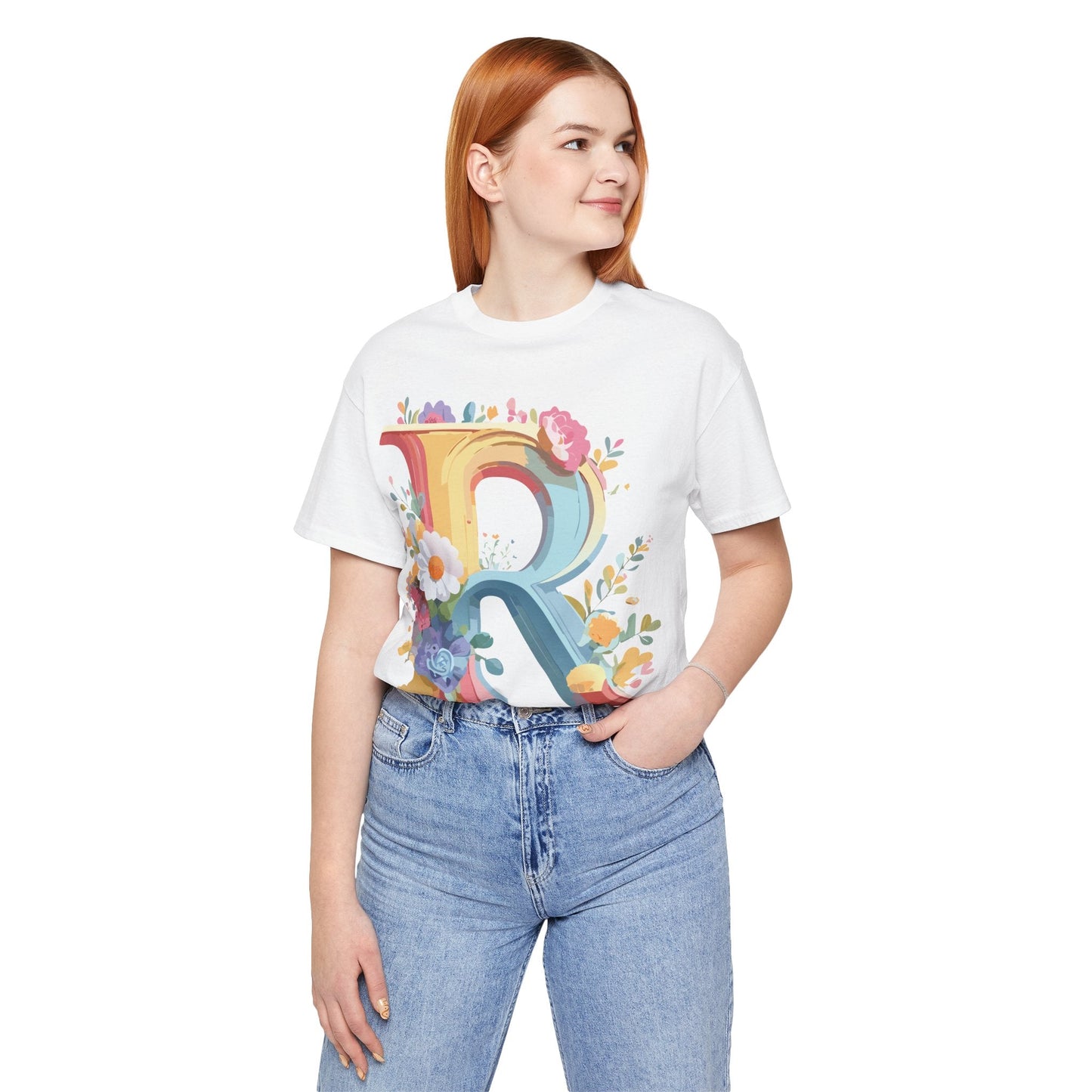 Adelpha Letter R Graphic Tee Unisex Short Sleeve Vintage Style Art Design Artwork Premium Fit
