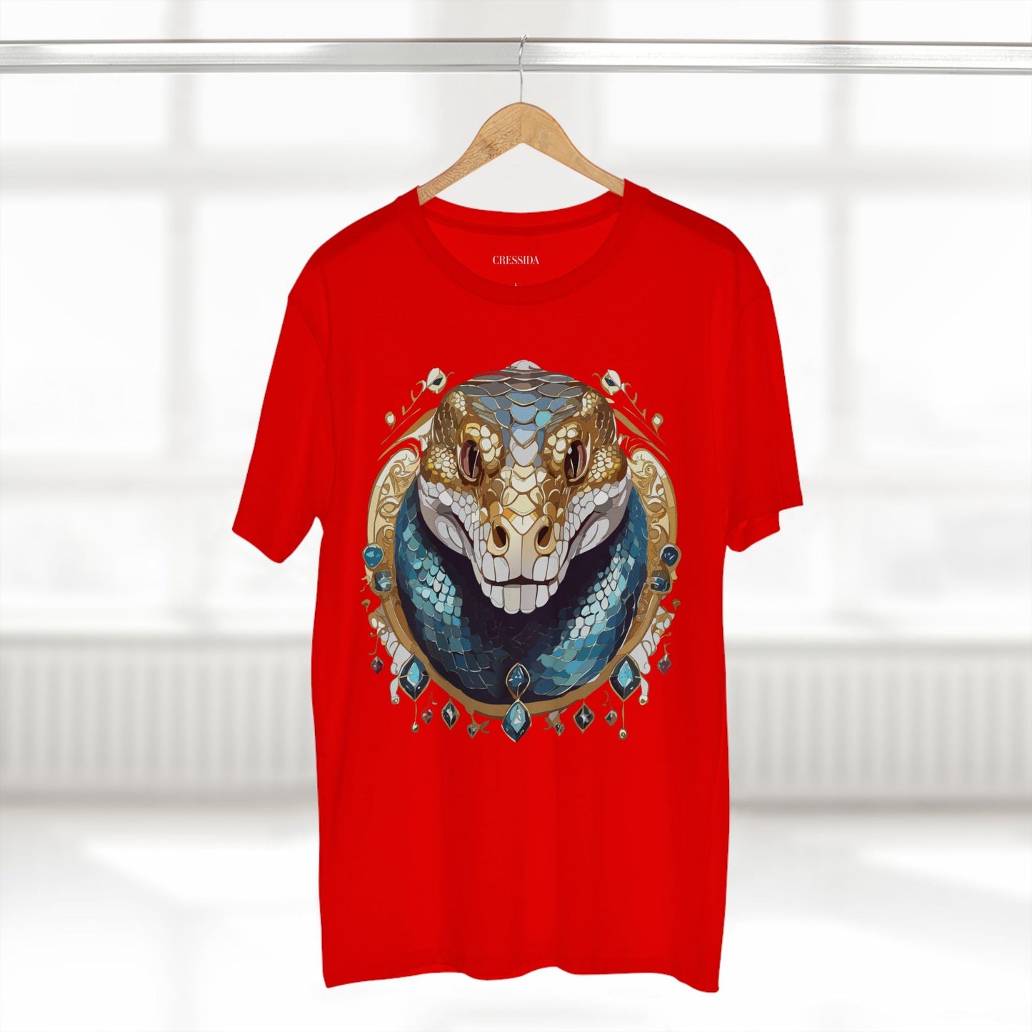 Snake Graphic Unisex 100 Cotton Tee With Unique Animal Golden Medallion Art Design 43
