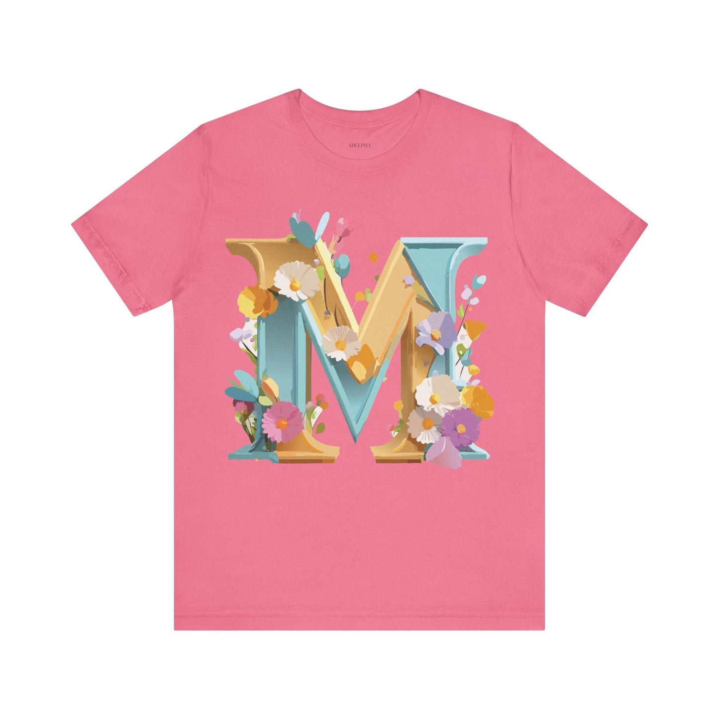 Letter M Shirt Unisex Graphic Tee Vintage Inspired Artwork Adelpha Jersey Short Sleeve