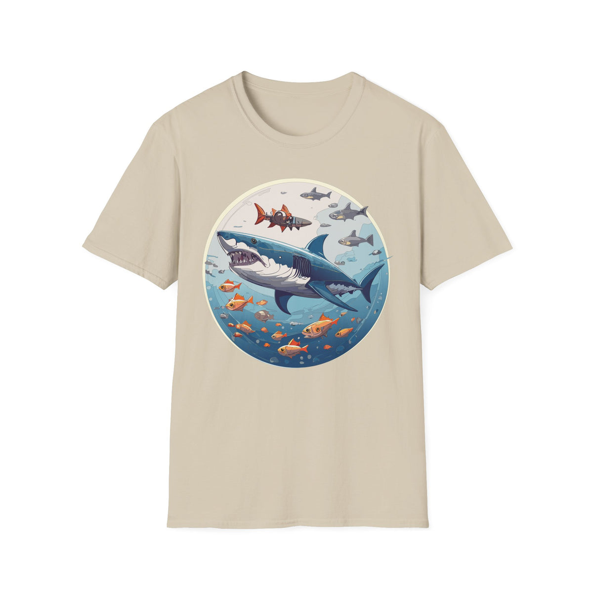 Great White Shark Circle Illustration T-Shirt | Ocean Sealife Sharks