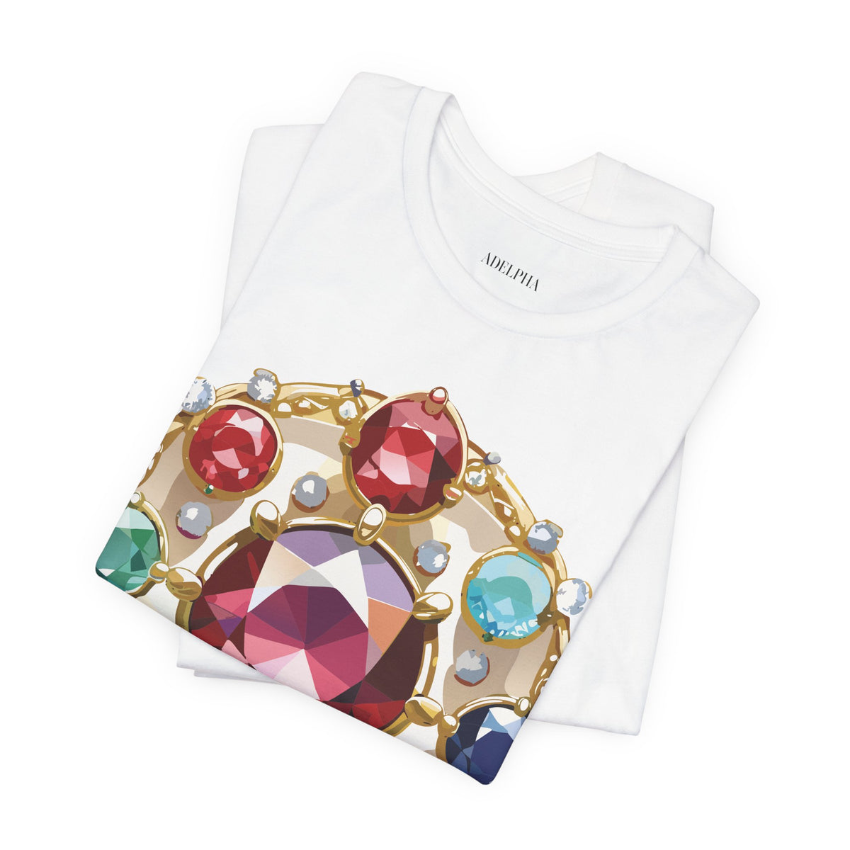 Jewelry Graphic Unisex Cotton Bella+Canvas Tee with Gemstones Art Design m34