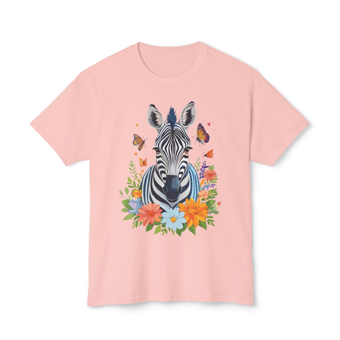 Zebra Art Print T Shirt Unisex Cotton Tee With Floral Design Vintage Zebra Theme
