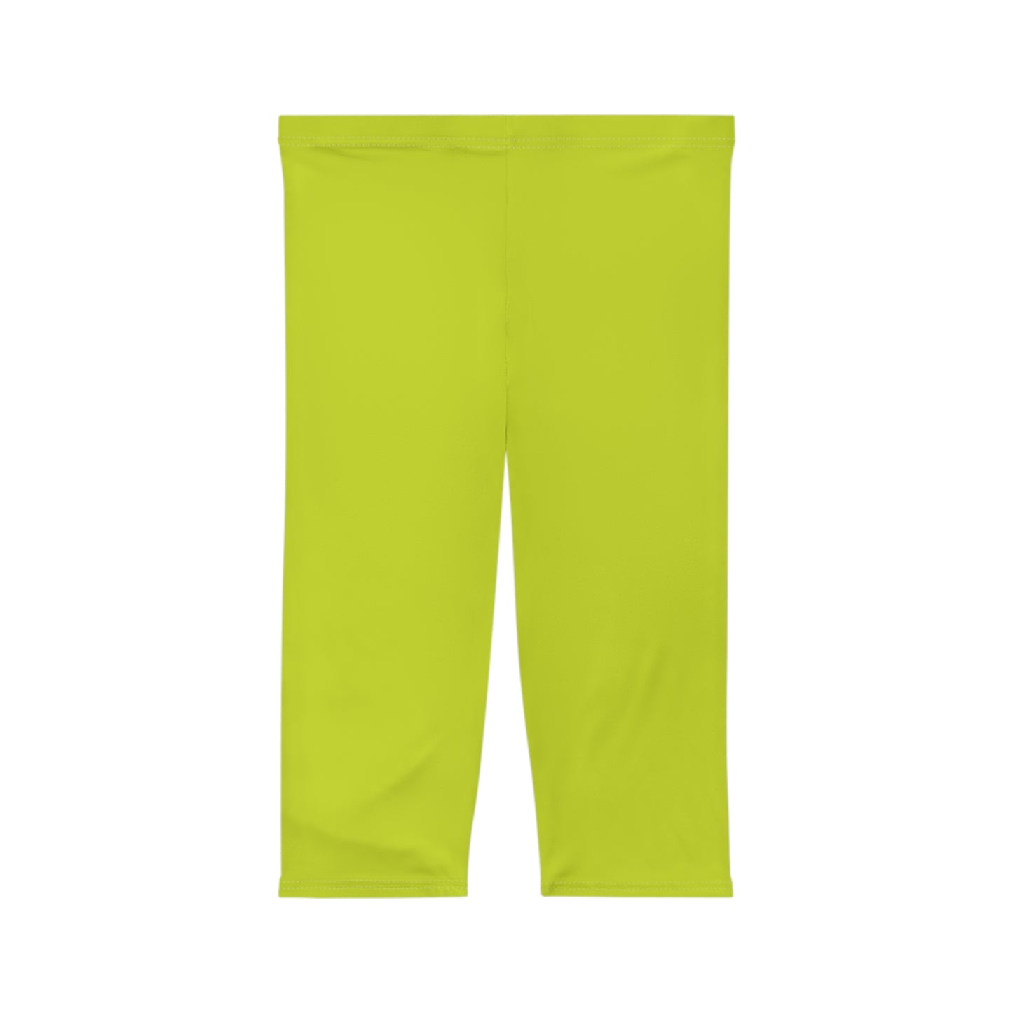 Bright Lime Color Women's Brushed Suede Poly Span Casual Capri Leggings XS-2XL