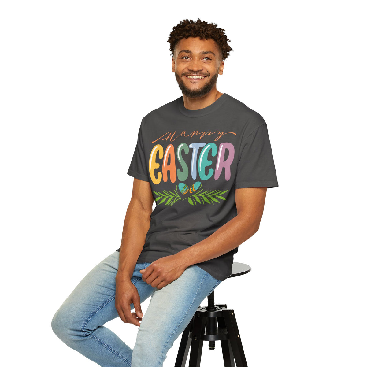 Happy Easter T-Shirt, Tee Shirt with Easter Signature, T Shirt with Easter Prints, Tee Shirt with Easter Design