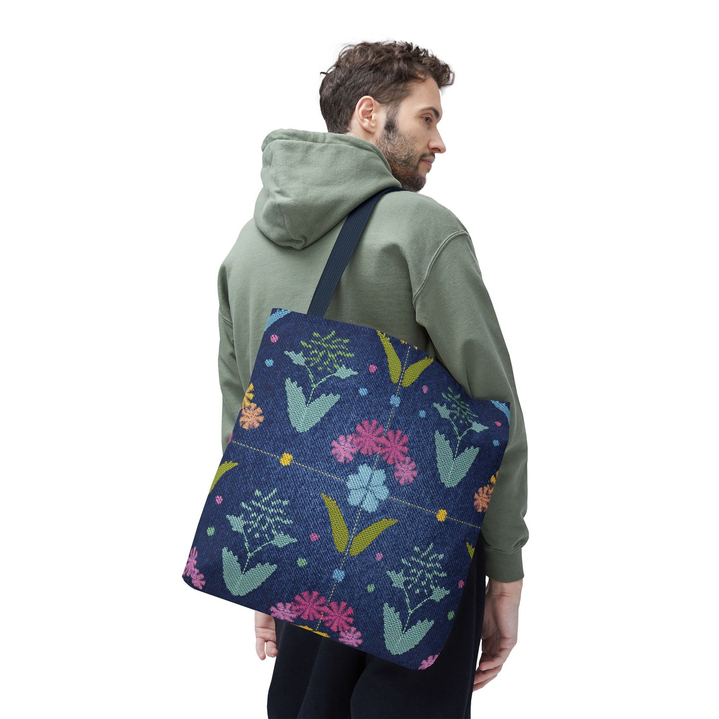 Denim Fabric Imitation Print Unisex Canvas Bag Poly Spun 3 Sizes Tote Bag 127