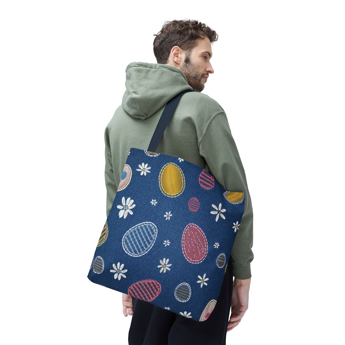 Easter Graphic Design Denim Fabric Imitation Print Unisex Canvas Bag Poly Spun 3 Sizes Tote Bag 204-15